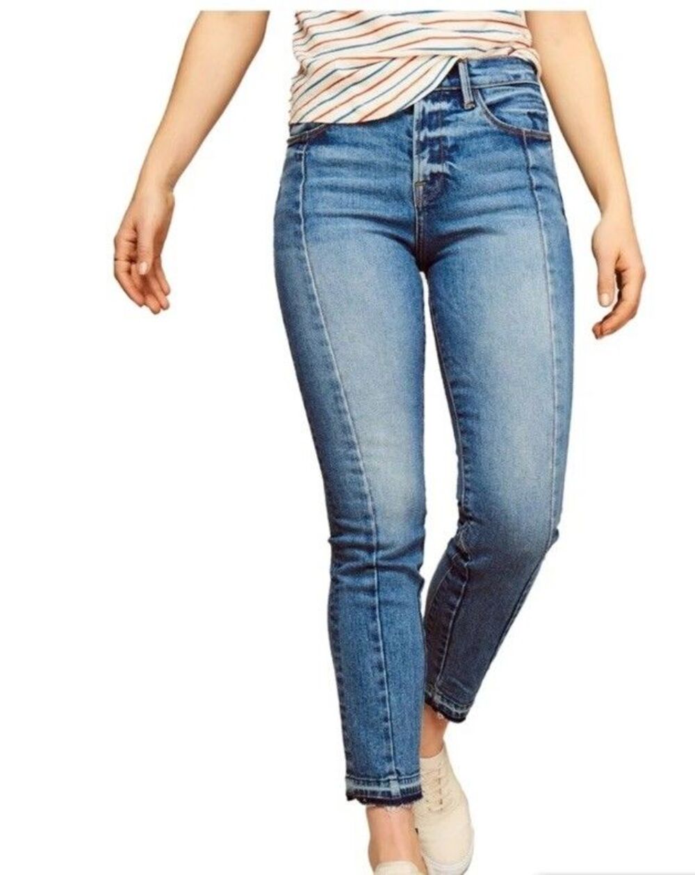 Warp + Weft Jeans CDG Paris Cigarette Jeans Button Fly Sz 25x26 Sandrine